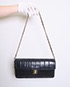 Chocolate Bar Flap Bag, £585, Handbags, Black, Lambskin Leather, Front view